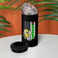 Banana Playing Baseball Lover 4 in 1 Can Cooler Tumbler Retro American Flag