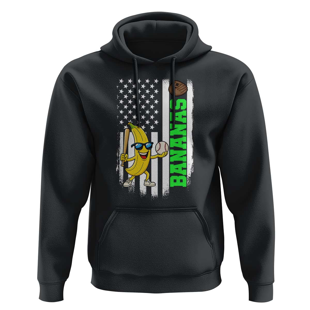 Banana Playing Baseball Lover Hoodie Retro American Flag - Wonder Print Shop