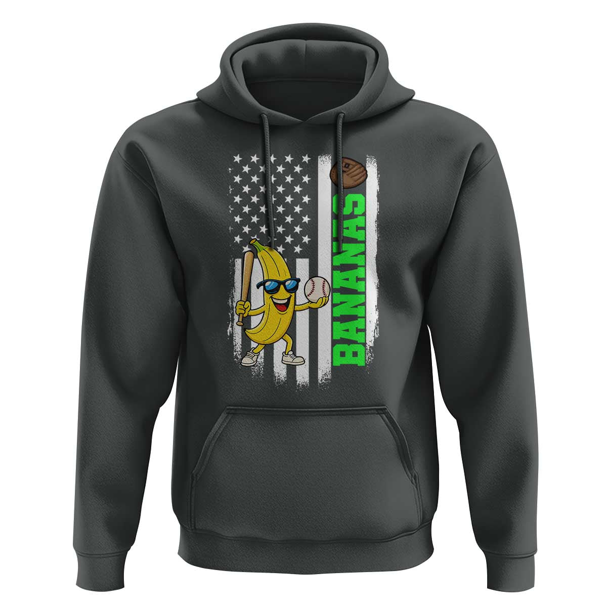 Banana Playing Baseball Lover Hoodie Retro American Flag - Wonder Print Shop