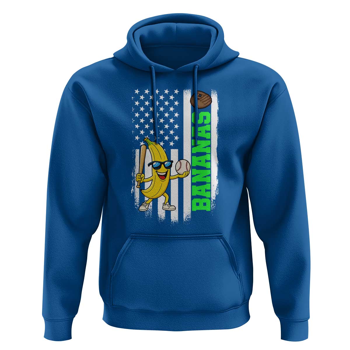 Banana Playing Baseball Lover Hoodie Retro American Flag - Wonder Print Shop