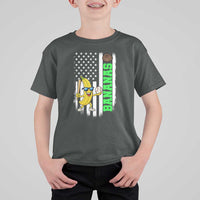 Banana Playing Baseball Lover T Shirt For Kid Retro American Flag - Wonder Print Shop