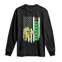 Banana Playing Baseball Lover Long Sleeve Shirt Retro American Flag - Wonder Print Shop