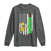 Banana Playing Baseball Lover Long Sleeve Shirt Retro American Flag - Wonder Print Shop