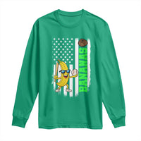 Banana Playing Baseball Lover Long Sleeve Shirt Retro American Flag - Wonder Print Shop
