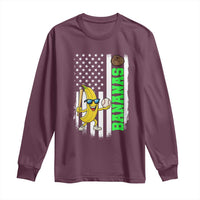 Banana Playing Baseball Lover Long Sleeve Shirt Retro American Flag - Wonder Print Shop