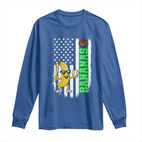 Banana Playing Baseball Lover Long Sleeve Shirt Retro American Flag - Wonder Print Shop