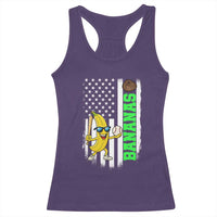 Banana Playing Baseball Lover Racerback Tank Top Retro American Flag - Wonder Print Shop