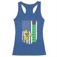 Banana Playing Baseball Lover Racerback Tank Top Retro American Flag - Wonder Print Shop