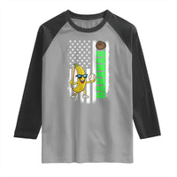 Banana Playing Baseball Lover Raglan Shirt Retro American Flag - Wonder Print Shop