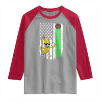 Banana Playing Baseball Lover Raglan Shirt Retro American Flag - Wonder Print Shop