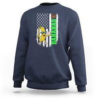 Banana Playing Baseball Lover Sweatshirt Retro American Flag - Wonder Print Shop
