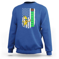 Banana Playing Baseball Lover Sweatshirt Retro American Flag - Wonder Print Shop