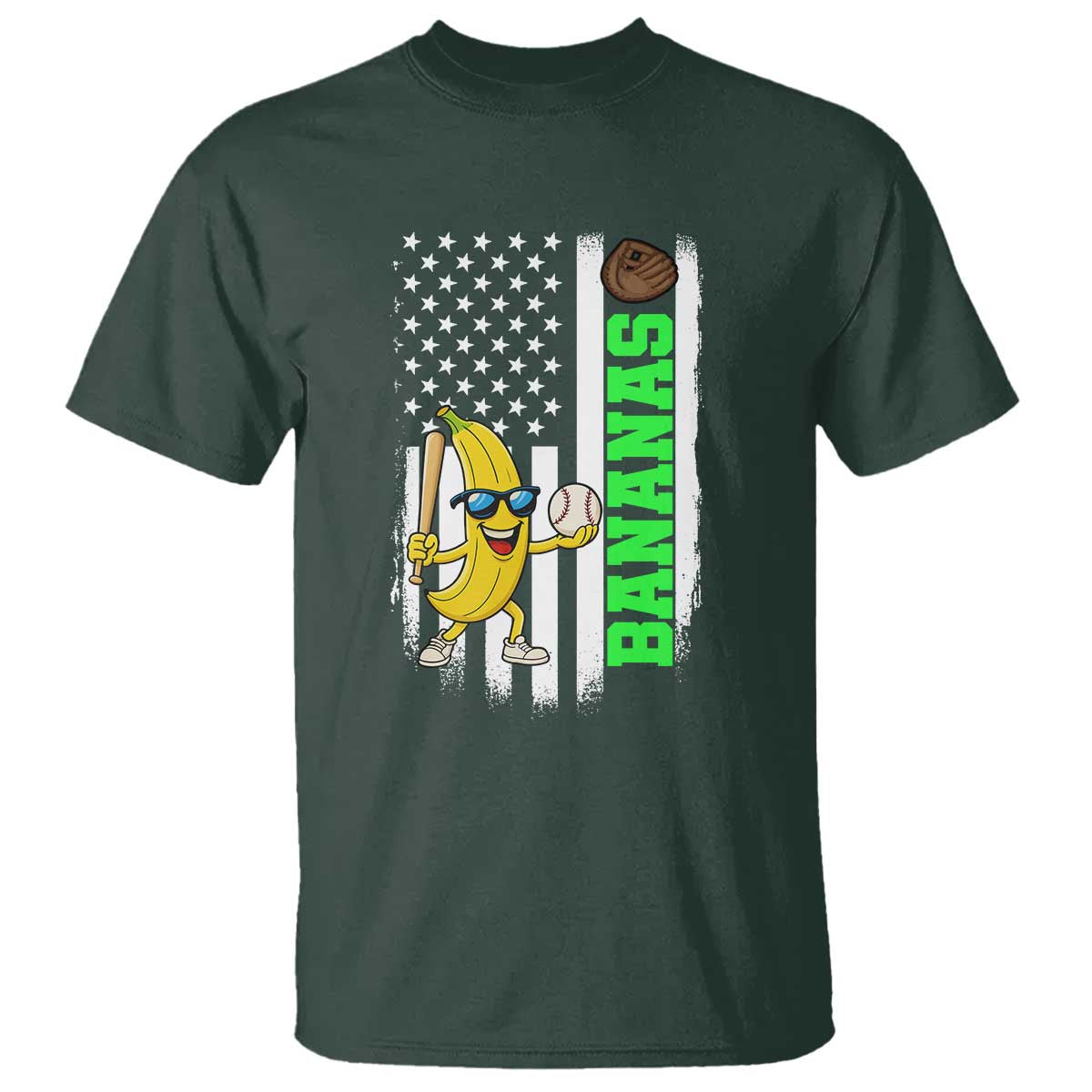 Banana Playing Baseball Lover T Shirt Retro American Flag - Wonder Print Shop