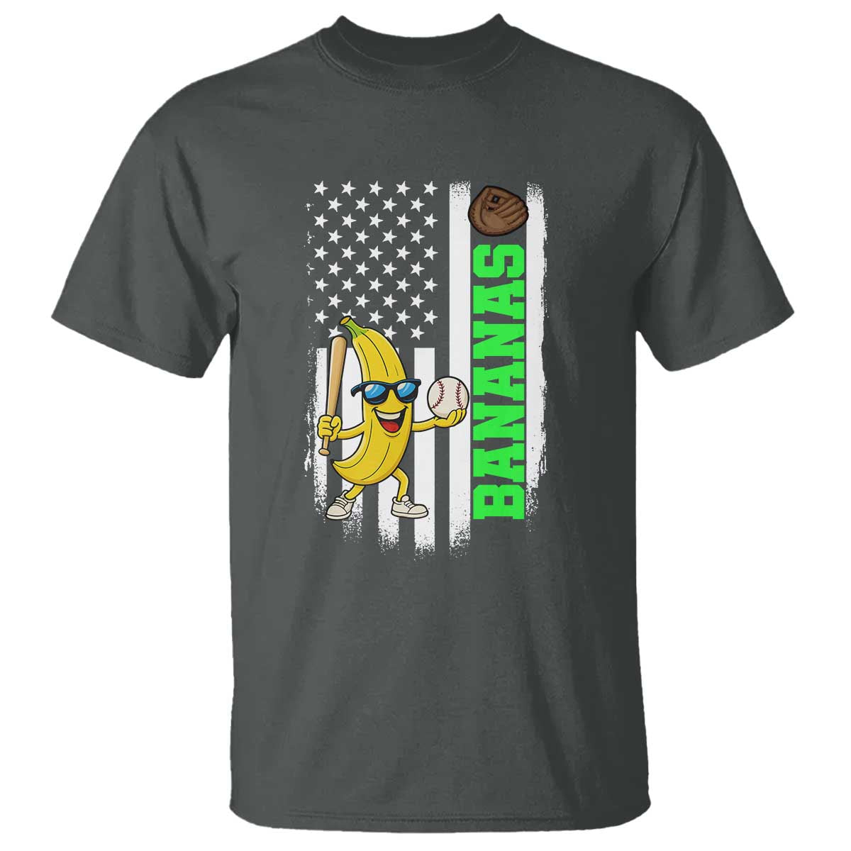 Banana Playing Baseball Lover T Shirt Retro American Flag - Wonder Print Shop