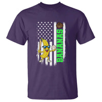 Banana Playing Baseball Lover T Shirt Retro American Flag - Wonder Print Shop