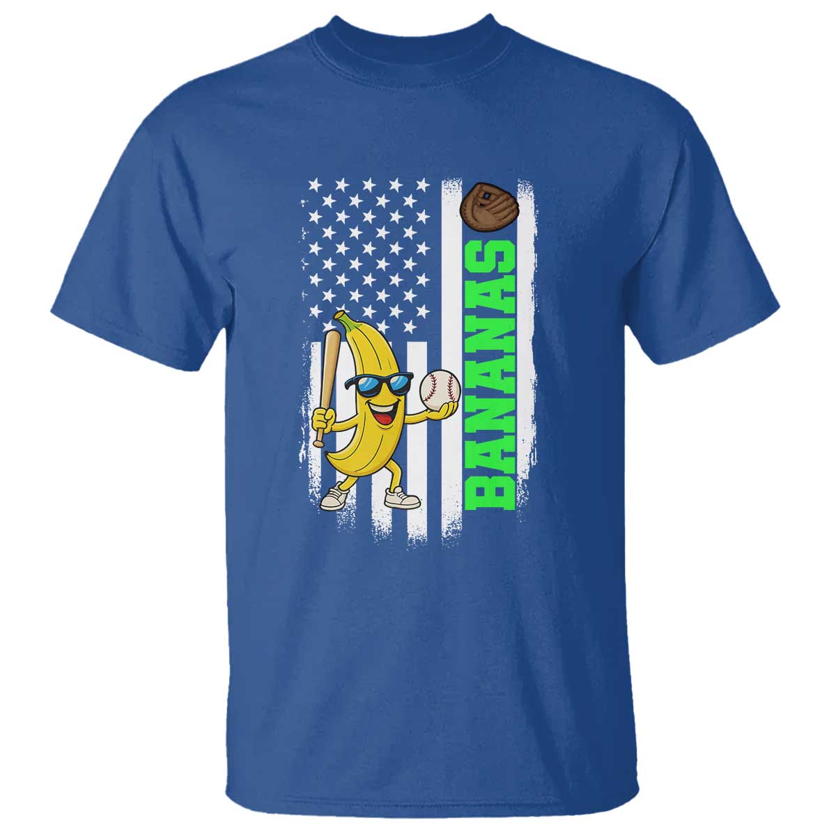 Banana Playing Baseball Lover T Shirt Retro American Flag - Wonder Print Shop