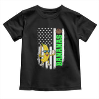 Banana Playing Baseball Lover Toddler T Shirt Retro American Flag - Wonder Print Shop