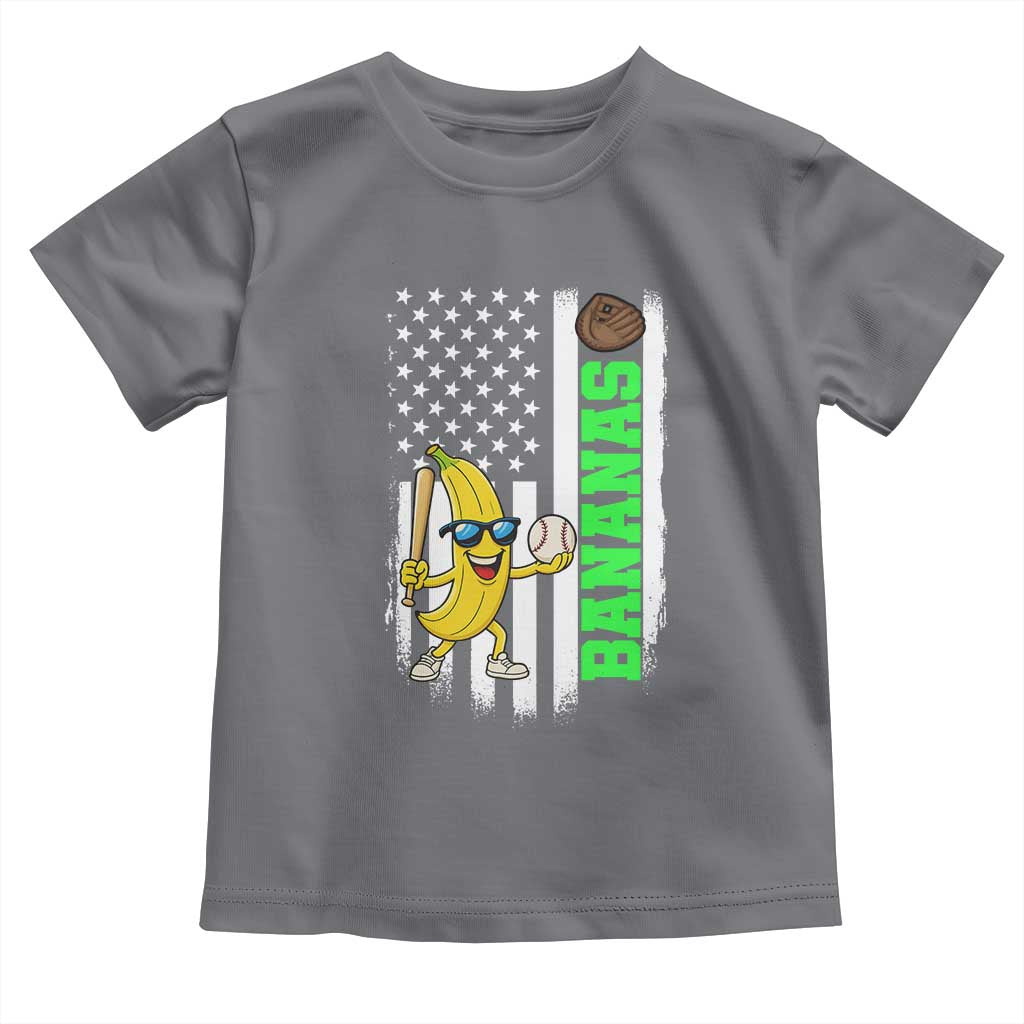 Banana Playing Baseball Lover Toddler T Shirt Retro American Flag - Wonder Print Shop