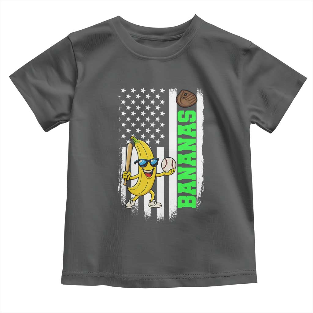 Banana Playing Baseball Lover Toddler T Shirt Retro American Flag - Wonder Print Shop