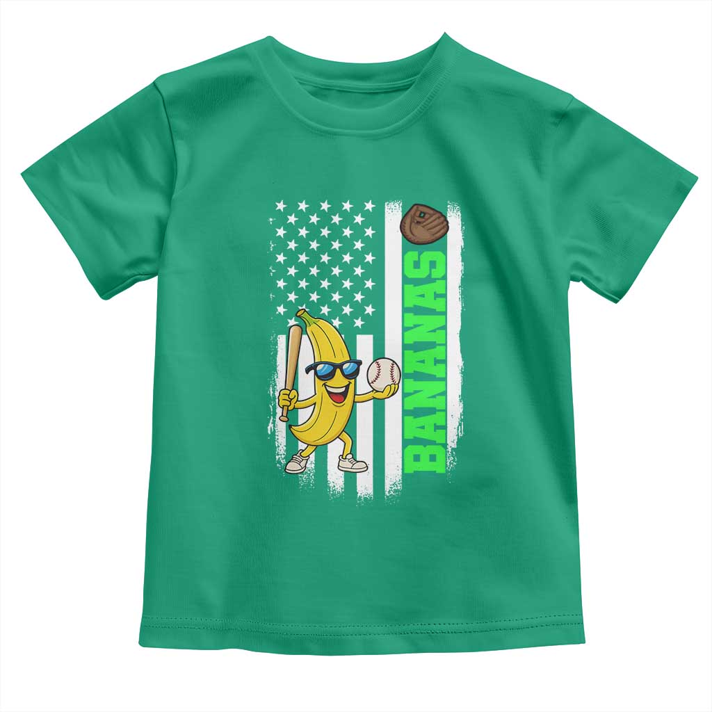 Banana Playing Baseball Lover Toddler T Shirt Retro American Flag - Wonder Print Shop