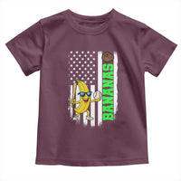 Banana Playing Baseball Lover Toddler T Shirt Retro American Flag - Wonder Print Shop