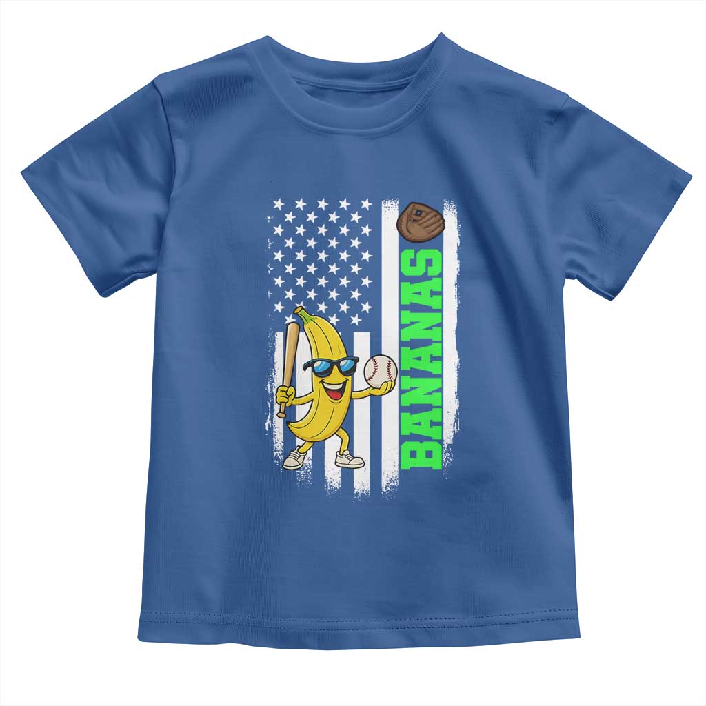 Banana Playing Baseball Lover Toddler T Shirt Retro American Flag - Wonder Print Shop