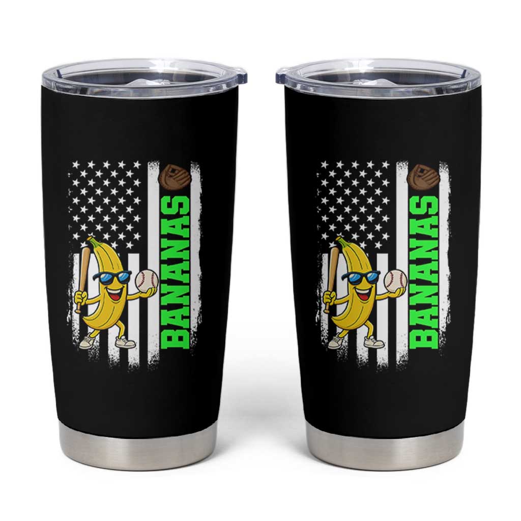 Banana Playing Baseball Lover Tumbler Cup Retro American Flag