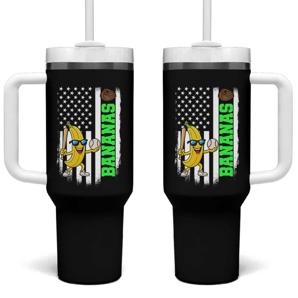 Banana Playing Baseball Lover Tumbler With Handle Retro American Flag