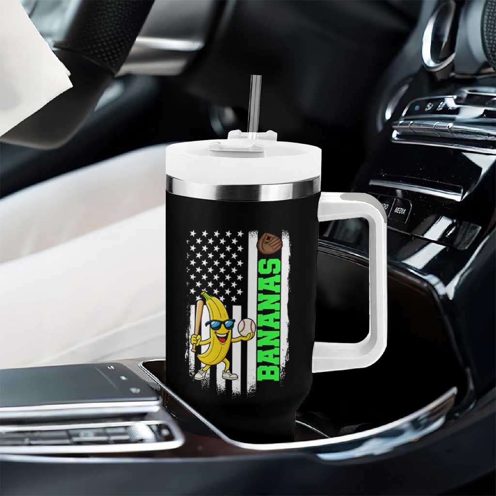 Banana Playing Baseball Lover Tumbler With Handle Retro American Flag