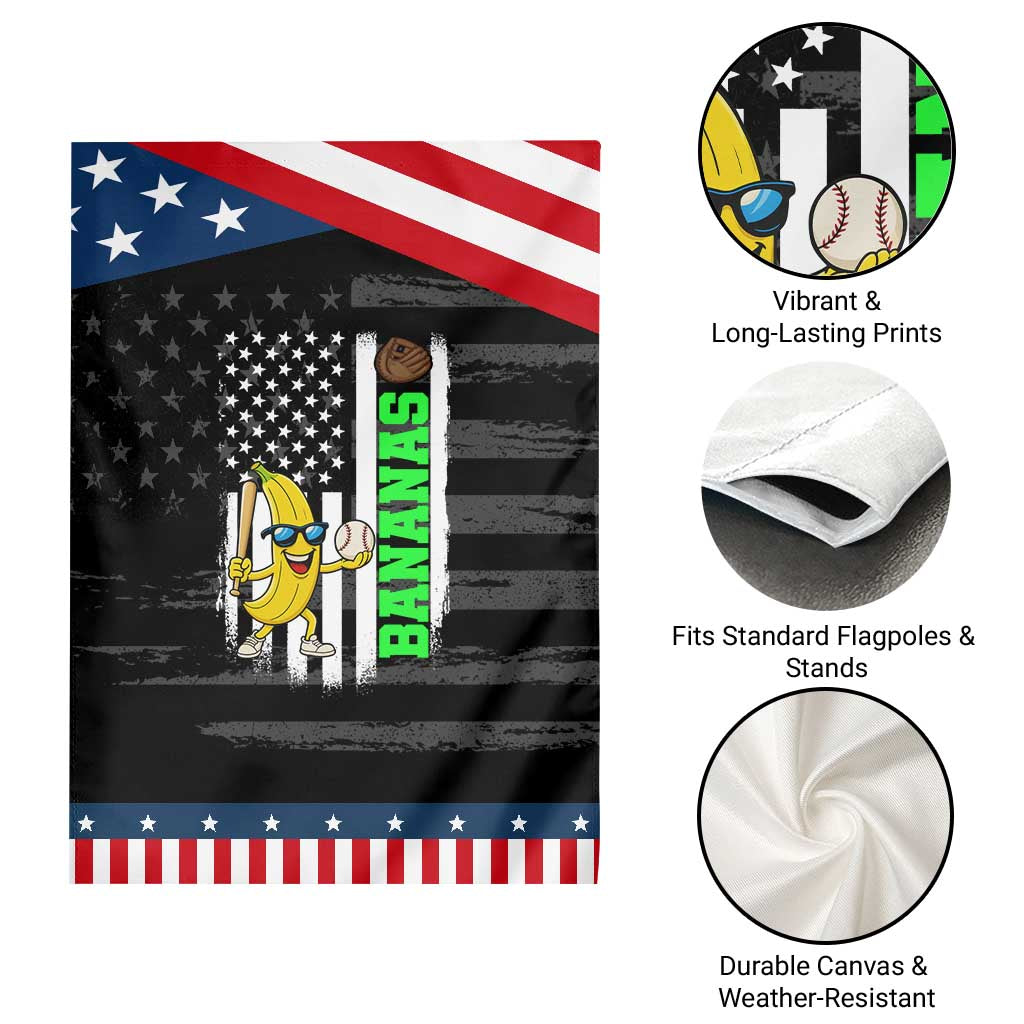Banana Playing Baseball Lover Garden Flag Retro American Flag