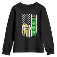 Banana Playing Baseball Lover Youth Sweatshirt Retro American Flag - Wonder Print Shop
