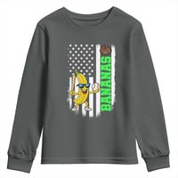 Banana Playing Baseball Lover Youth Sweatshirt Retro American Flag - Wonder Print Shop