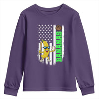 Banana Playing Baseball Lover Youth Sweatshirt Retro American Flag - Wonder Print Shop