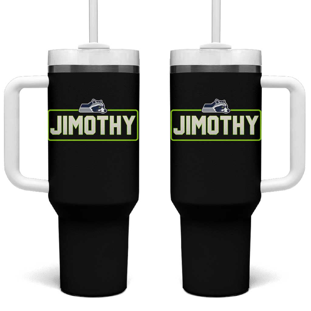 Funny Seattle Jimothy The Raccoon Tumbler With Handle Football Parody Viral Trash Panda Feral Meme