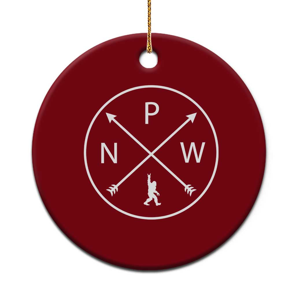 PNW Bigfoot Crossed Arrows Pacific Northwest Pride Ceramic Ornament