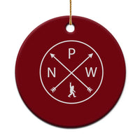 PNW Bigfoot Crossed Arrows Pacific Northwest Pride Ceramic Ornament