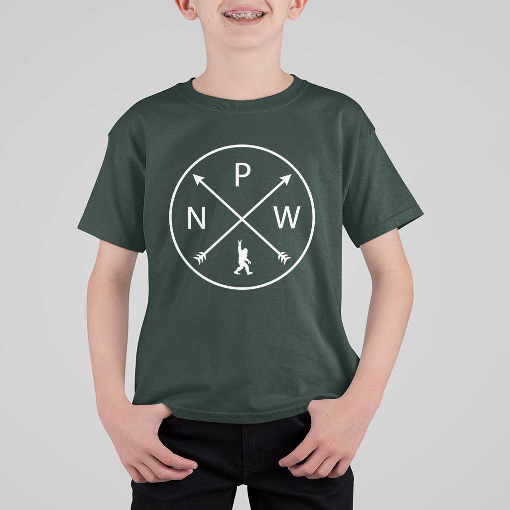 PNW Bigfoot Crossed Arrows Pacific Northwest Pride T Shirt For Kid