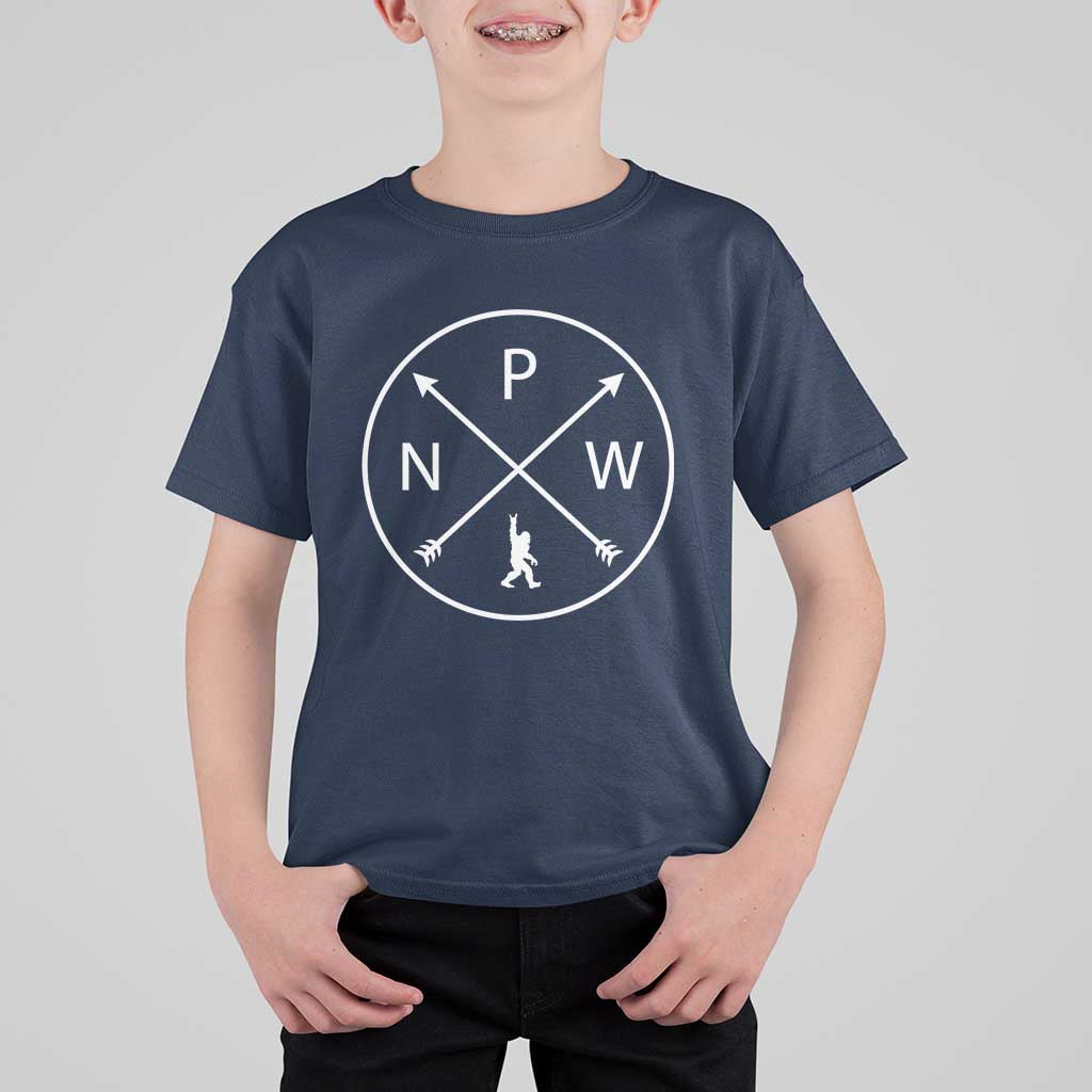 PNW Bigfoot Crossed Arrows Pacific Northwest Pride T Shirt For Kid