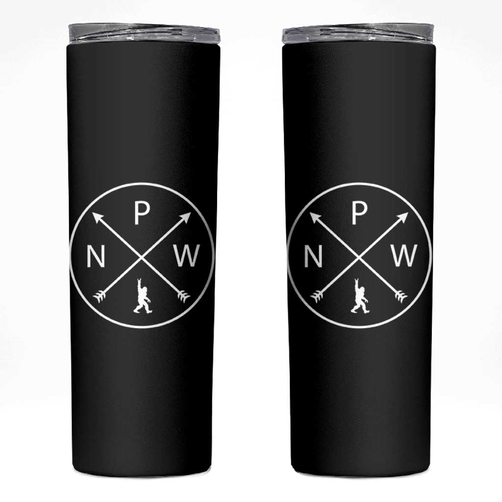 PNW Bigfoot Crossed Arrows Pacific Northwest Pride Skinny Tumbler