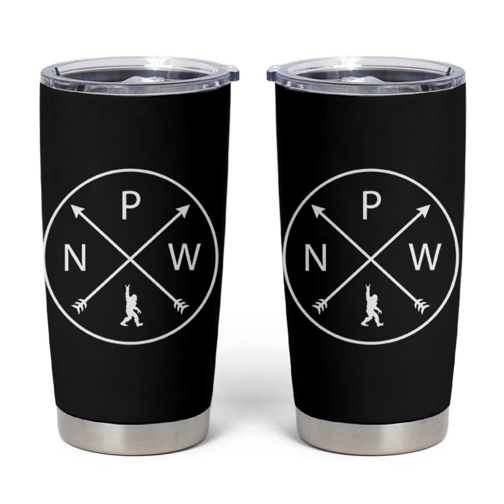 PNW Bigfoot Crossed Arrows Pacific Northwest Pride Tumbler Cup