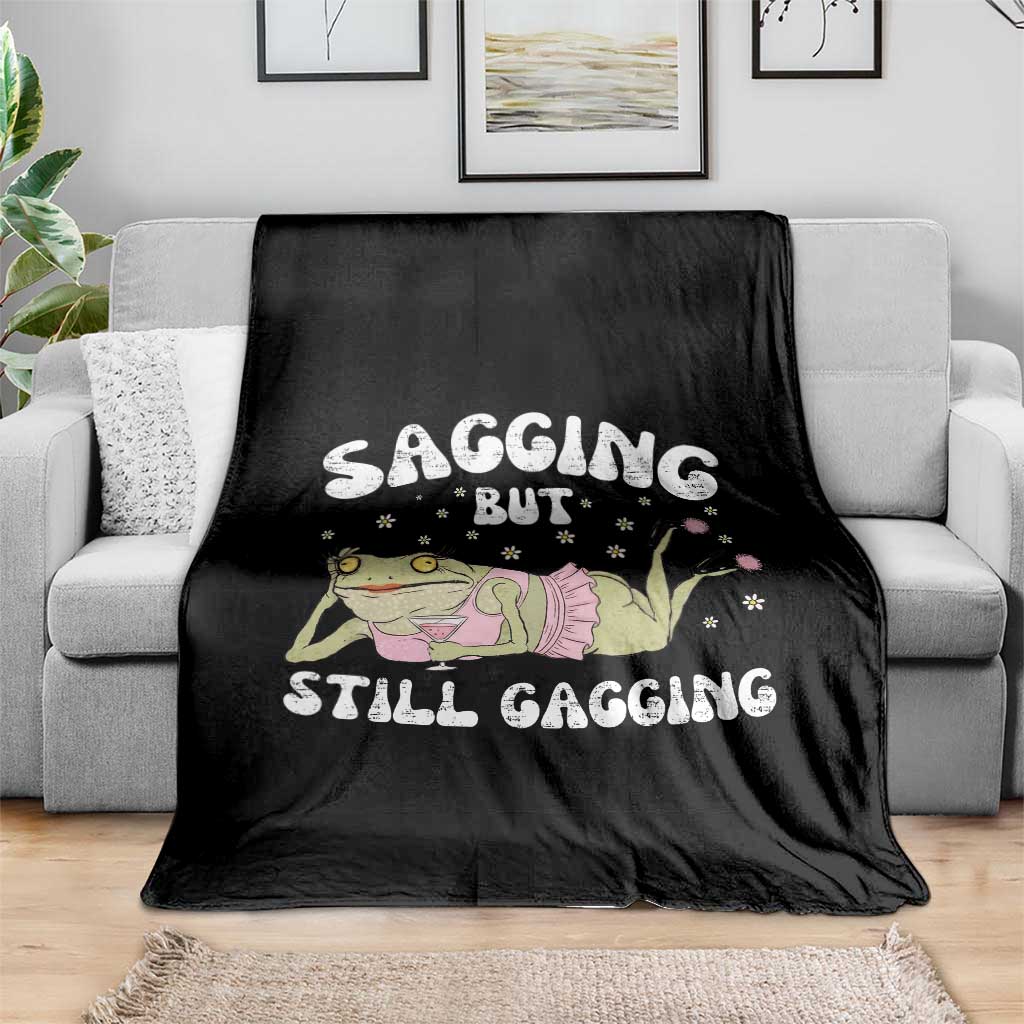 Funny Sagging But Still Gagging Throw Blanket Sarcastic Frog Humor - Wonder Print Shop