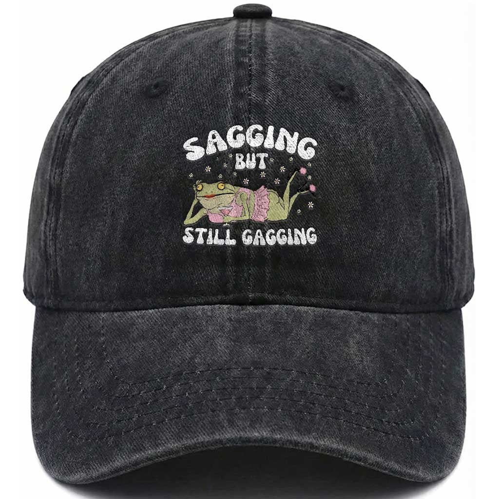 Funny Sagging But Still Gagging Washed Cotton Baseball Cap Sarcastic Frog Humor