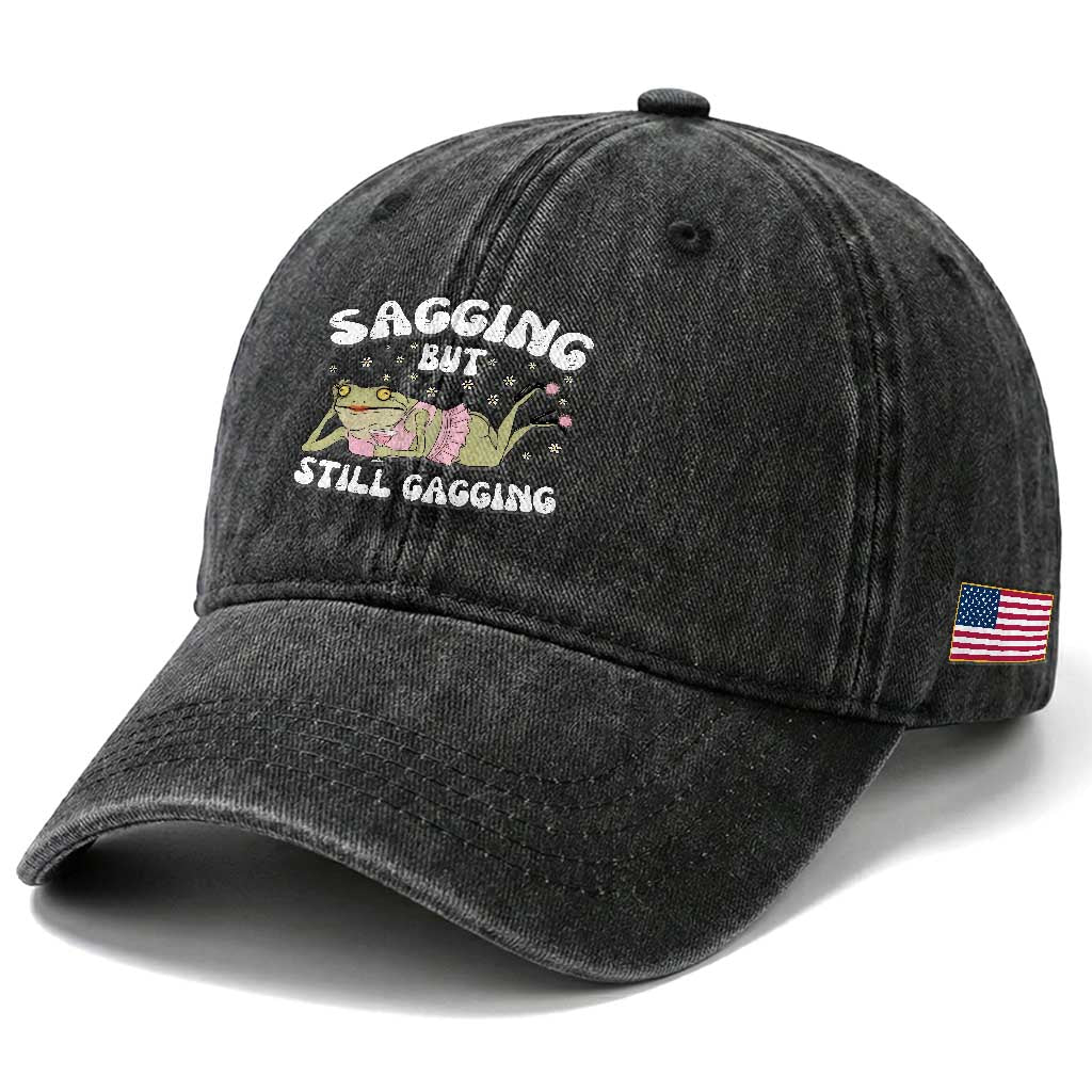 Funny Sagging But Still Gagging Washed Cotton Baseball Cap Sarcastic Frog Humor
