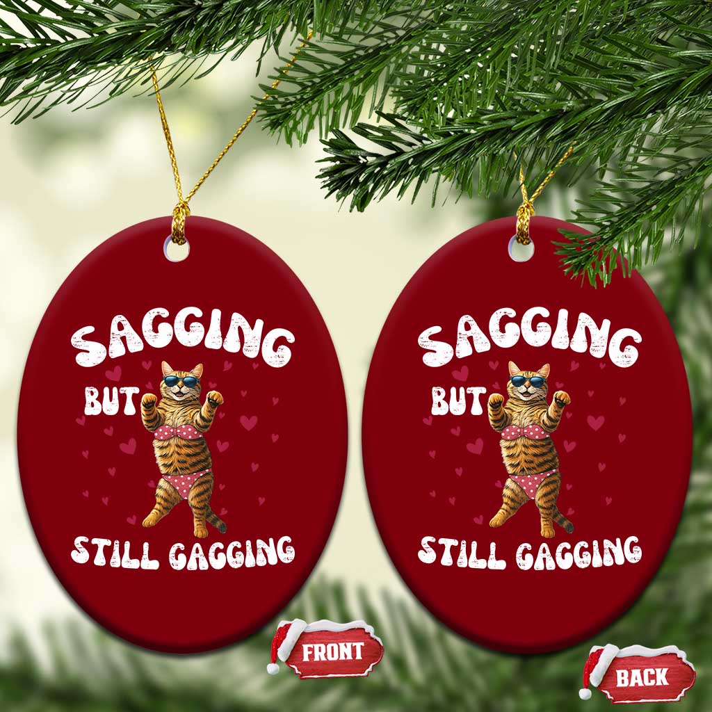 Funny Cat Sexy Ceramic Ornament Sagging But Still Gagging Gift - Wonder Print Shop