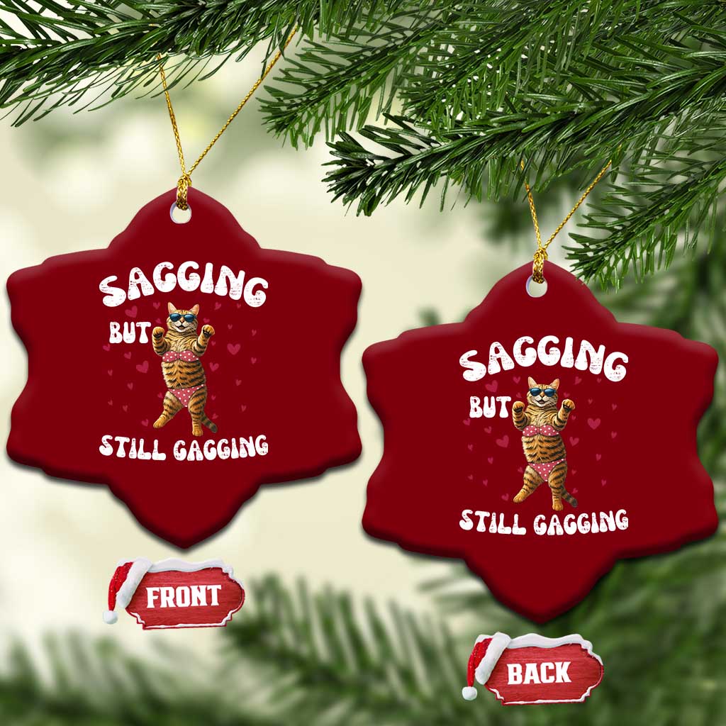 Funny Cat Sexy Ceramic Ornament Sagging But Still Gagging Gift - Wonder Print Shop
