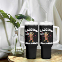 Funny Cat Sexy Tumbler With Handle Sagging But Still Gagging Gift