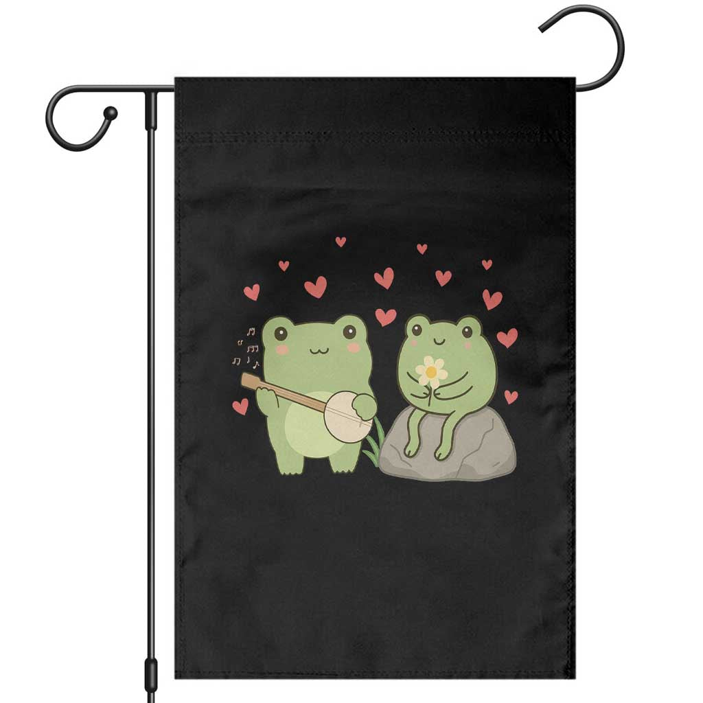 Cute Frog Lover Gift Garden Flag Romantic Frog Music - Wonder Print Shop
