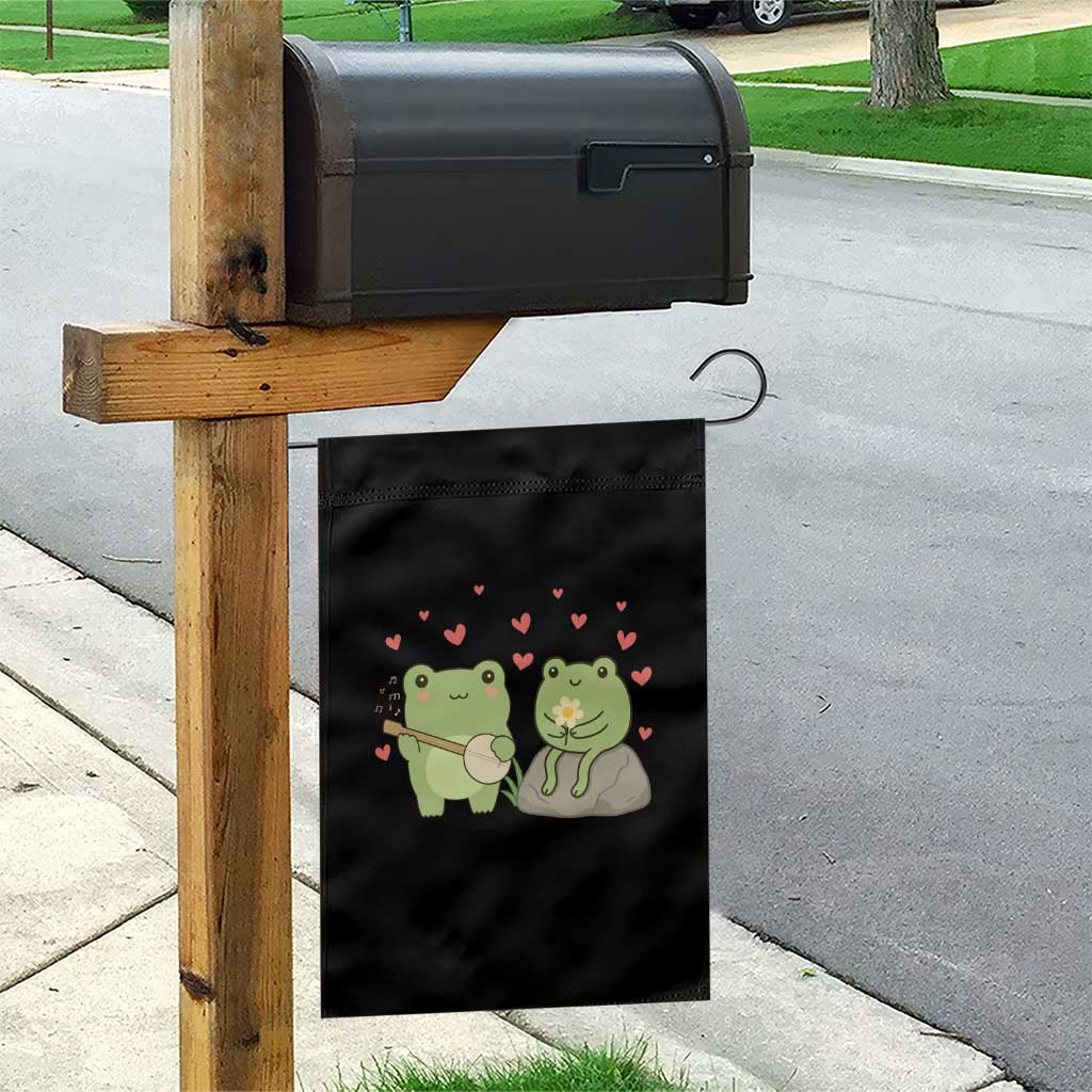 Cute Frog Lover Gift Garden Flag Romantic Frog Music - Wonder Print Shop