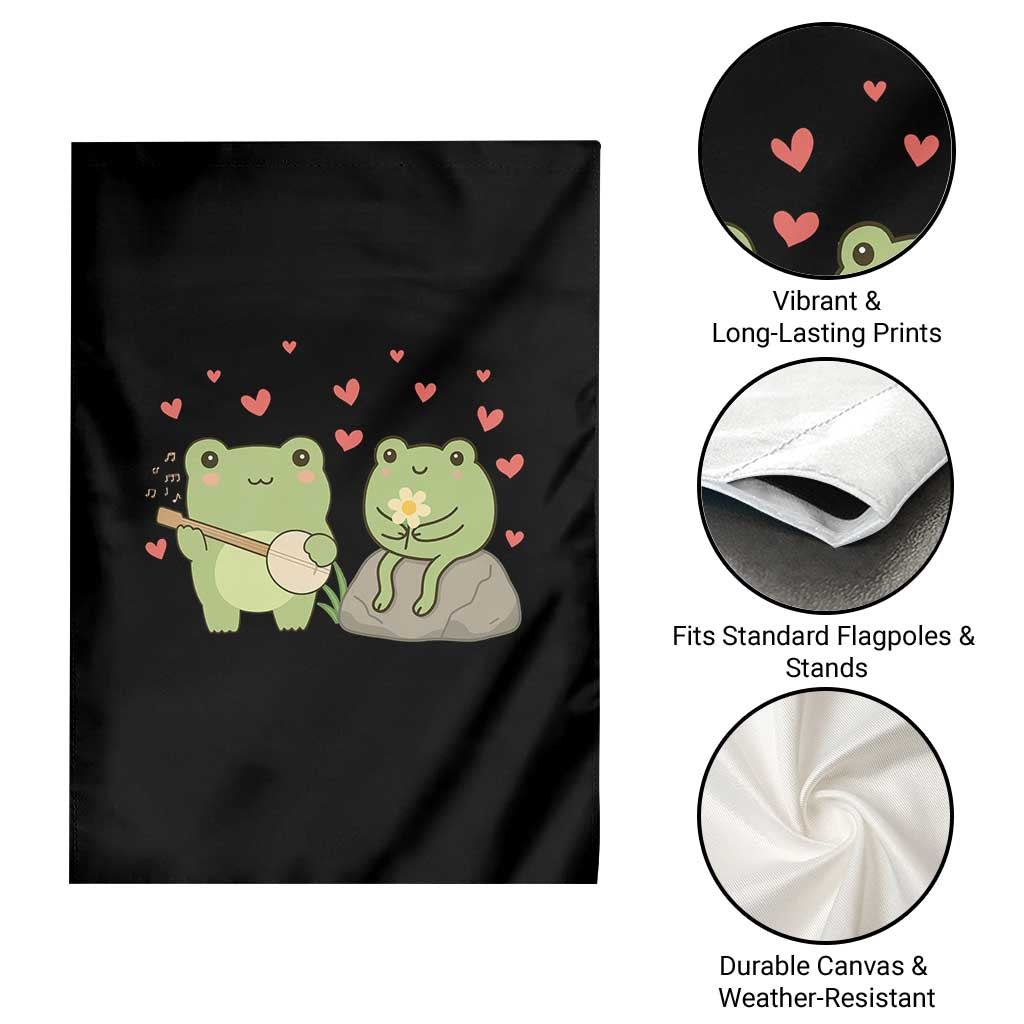 Cute Frog Lover Gift Garden Flag Romantic Frog Music - Wonder Print Shop