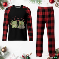 Cute Frog Lover Gift Plaid Pajama Set Romantic Frog Music - Wonder Print Shop